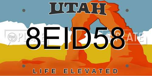 8EID58 Utah License Plate