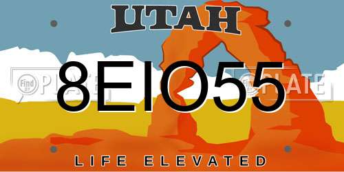 8EIO55 Utah License Plate