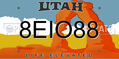 8EIO88 Utah License Plate