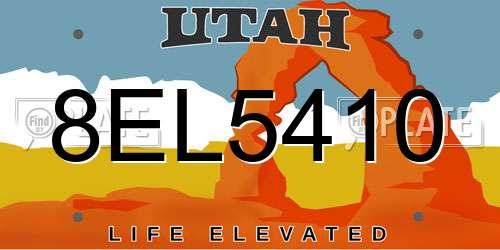 8EL5410 Utah License Plate