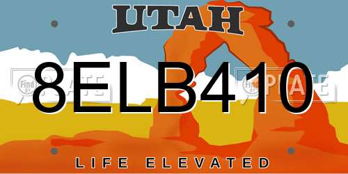 8ELB410 Utah License Plate