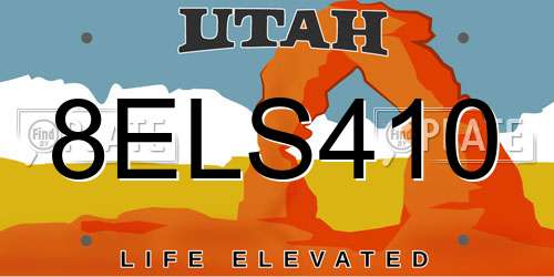 8ELS410 Utah License Plate