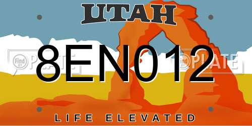8EN012 Utah License Plate