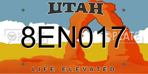 8EN017 Utah License Plate