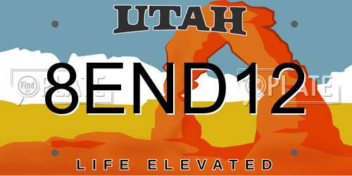 8END12 Utah License Plate