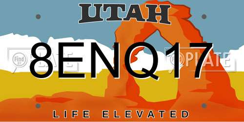 8ENQ17 Utah License Plate