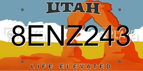 8ENZ243 Utah License Plate