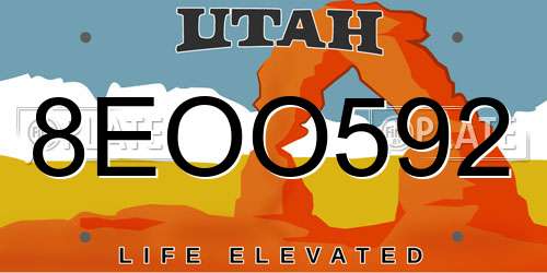 8EOO592 Utah License Plate