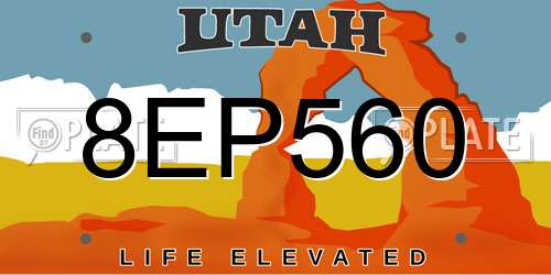 8EP560 Utah License Plate