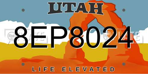 8EP8024 Utah License Plate
