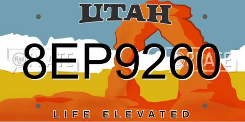 8EP9260 Utah License Plate