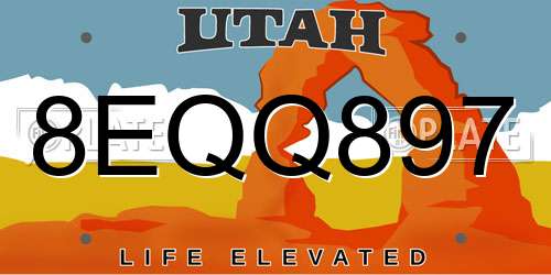 8EQQ897 Utah License Plate