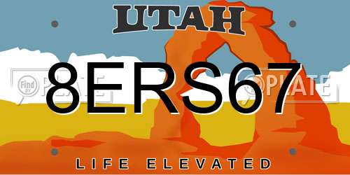 8ERS67 Utah License Plate