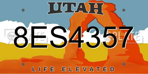 8ES4357 Utah License Plate