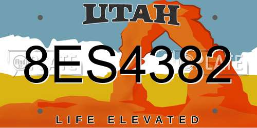 8ES4382 Utah License Plate