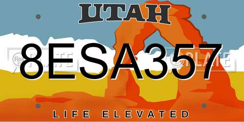 8ESA357 Utah License Plate