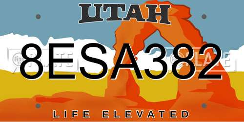 8ESA382 Utah License Plate