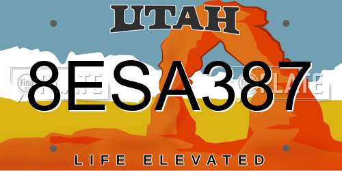 8ESA387 Utah License Plate
