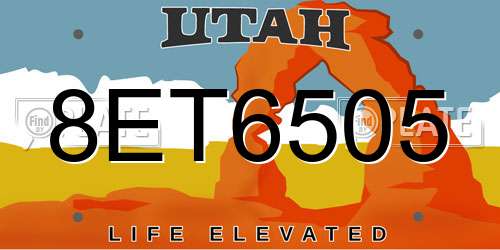 8ET6505 Utah License Plate