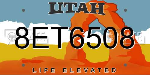 8ET6508 Utah License Plate