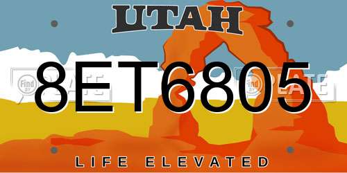 8ET6805 Utah License Plate