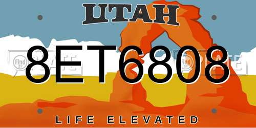 8ET6808 Utah License Plate