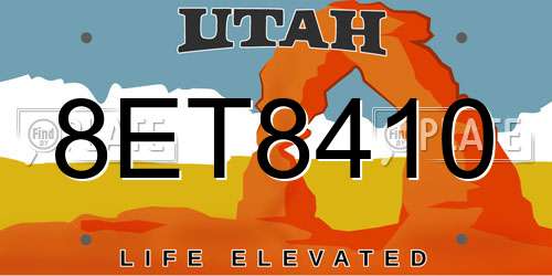8ET8410 Utah License Plate