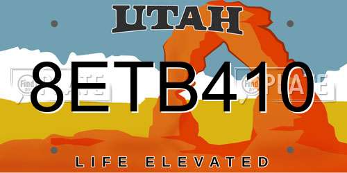8ETB410 Utah License Plate