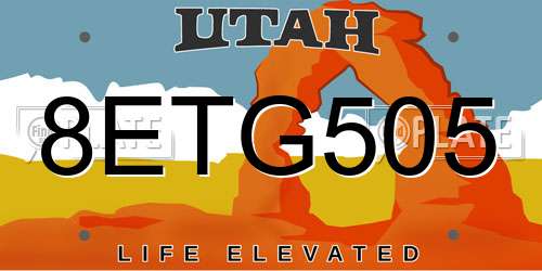 8ETG505 Utah License Plate