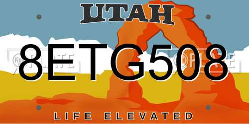 8ETG508 Utah License Plate