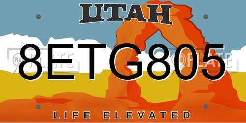8ETG805 Utah License Plate