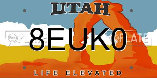 8EUK0 Utah License Plate
