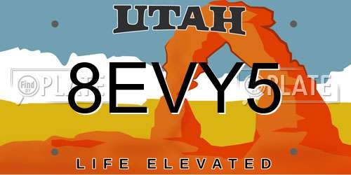 8EVY5 Utah License Plate