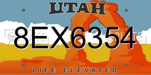 8EX6354 Utah License Plate