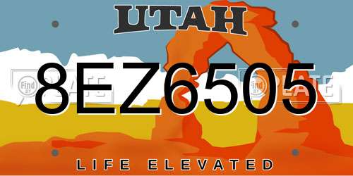 8EZ6505 Utah License Plate