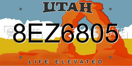 8EZ6805 Utah License Plate