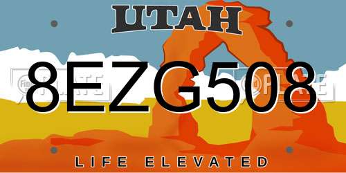 8EZG508 Utah License Plate