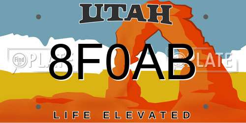 8F0AB Utah License Plate