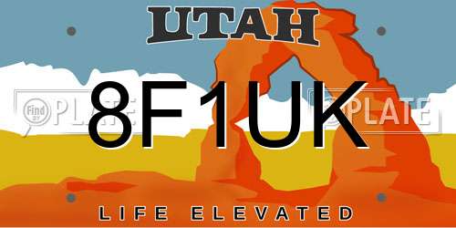 8F1UK Utah License Plate