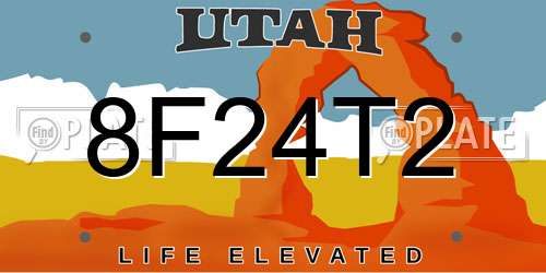 8F24T2 Utah License Plate