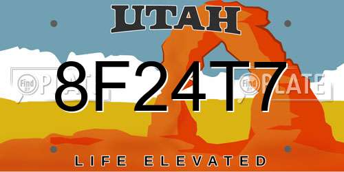 8F24T7 Utah License Plate