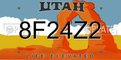 8F24Z2 Utah License Plate