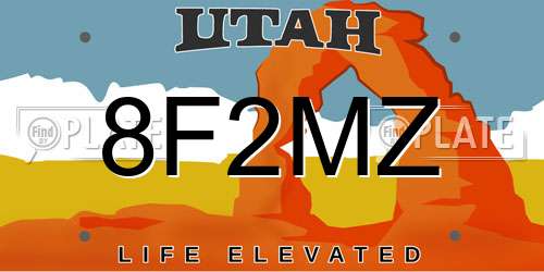 8F2MZ Utah License Plate