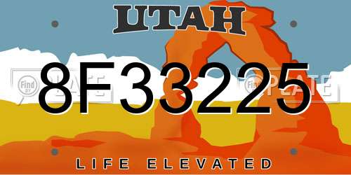 8F33225 Utah License Plate