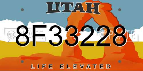 8F33228 Utah License Plate