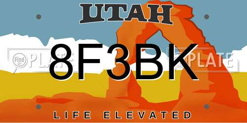 8F3BK Utah License Plate