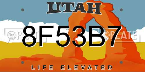 8F53B7 Utah License Plate