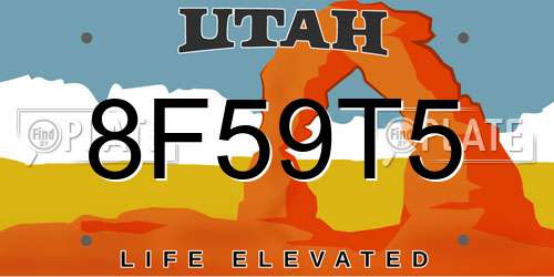 8F59T5 Utah License Plate