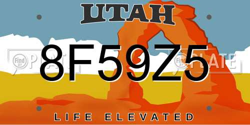 8F59Z5 Utah License Plate