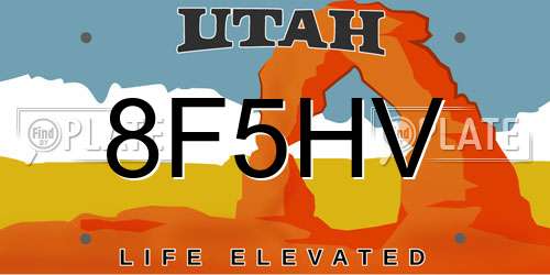 8F5HV Utah License Plate